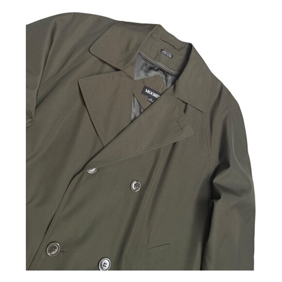 MOORES Vintage Waterproof Business Casual Green Long Trench Coat Mens 40S - Picture 4 of 6